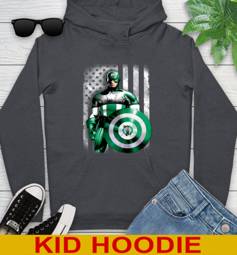 Boston Celtics NBA Basketball Captain America Marvel Avengers American Flag Shirt Youth Hoodie 9