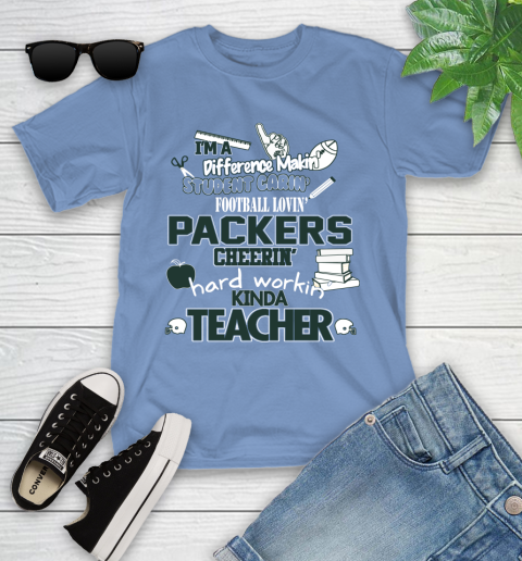 Green Bay Packers NFL I'm A Difference Making Student Caring Football Loving Kinda Teacher Youth T-Shirt 15