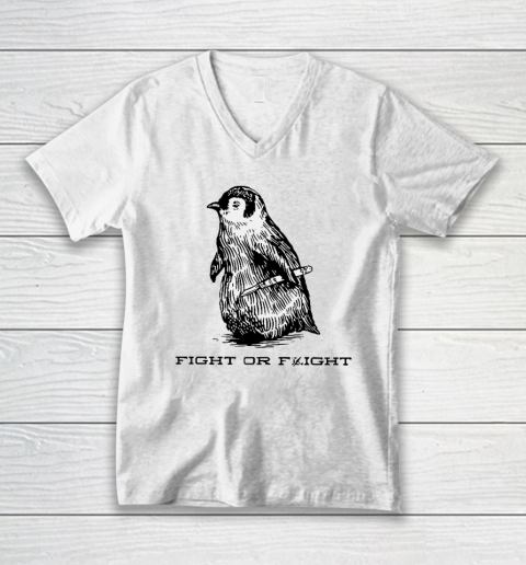 Fight Or Flight Funny Penguin Pun V-Neck T-Shirt