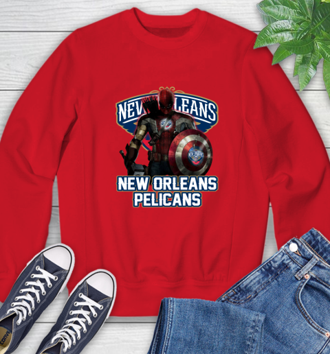 New Orleans Pelicans NBA Basketball Captain America Thor Spider Man Hawkeye Avengers Sweatshirt 10