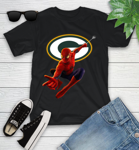 NFL Spider Man Avengers Endgame Football Green Bay Packers Youth T-Shirt 2