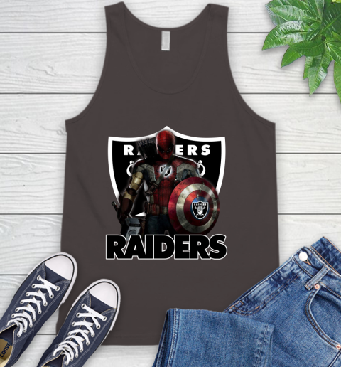 NFL Captain America Thor Spider Man Hawkeye Avengers Endgame Football Oakland Raiders Tank Top 7