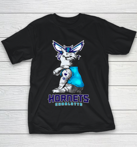 NBA Basketball My Cat Loves Charlotte Hornets Youth T-Shirt