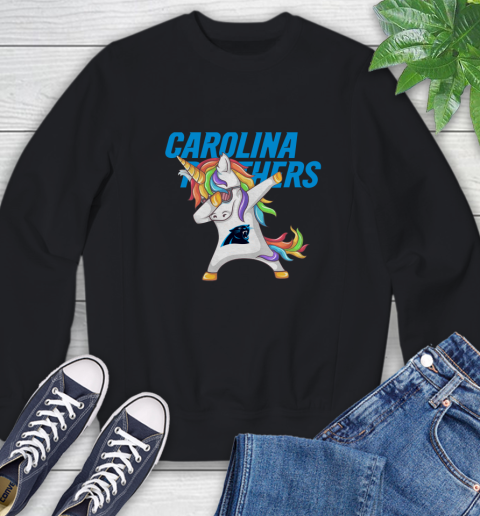 Carolina Panthers NFL Football Funny Unicorn Dabbing Sports Sweatshirt 2