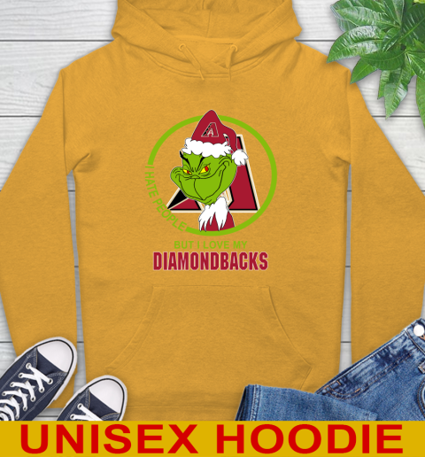Arizona Diamondbacks MLB Christmas Grinch I Hate People But I Love My Favorite Baseball Team Hoodie 3