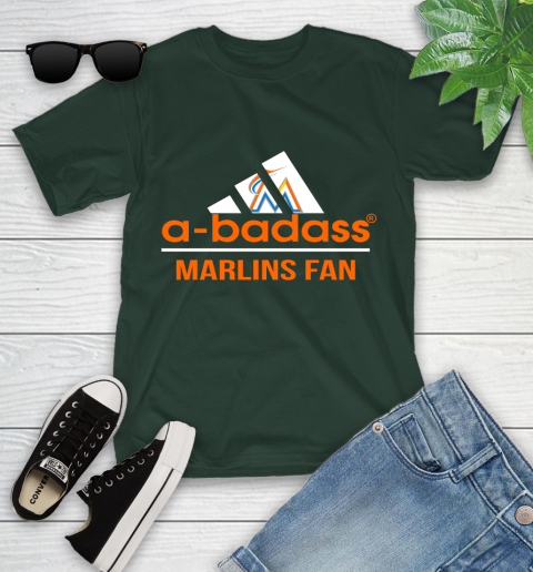 MLB A Badass Miami Marlins Fan Adidas Baseball Sports Youth T-Shirt 5