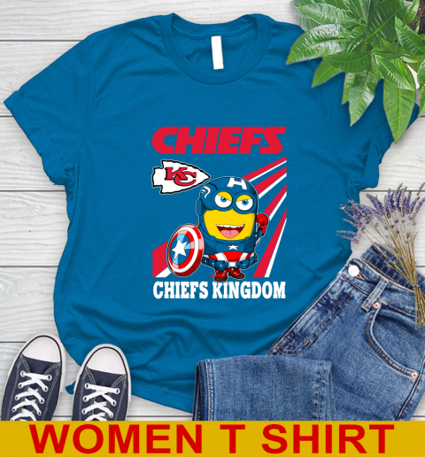NFL Football Kansas City Chiefs Captain America Marvel Avengers Minion Shirt Women's T-Shirt 8