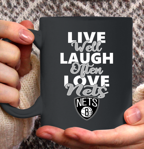 NBA Basketball Brooklyn Nets Live Well Laugh Often Love Shirt Ceramic Mug 15oz