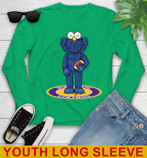 NFL Football Minnesota Vikings Kaws Bff Blue Figure Shirt Youth Long Sleeve - Image 8