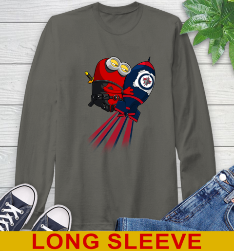NHL Hockey Winnipeg Jets Deadpool Minion Marvel Shirt Long Sleeve T-Shirt 10
