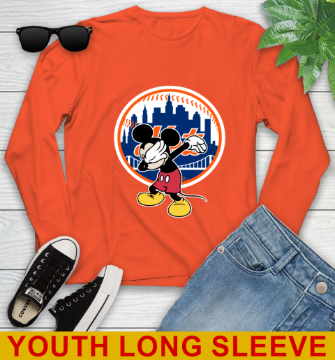 New York Mets MLB Baseball Dabbing Mickey Disney Sports Youth Long Sleeve 4