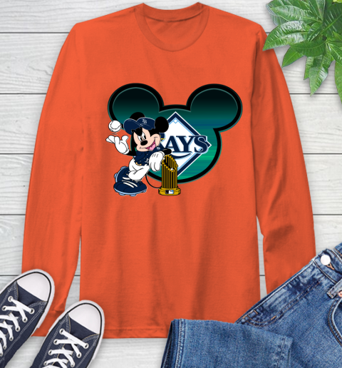MLB Tampa Bay Rays The Commissioner's Trophy Mickey Mouse Disney Long Sleeve T-Shirt 5