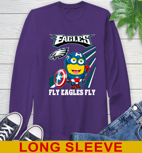 NFL Football Philadelphia Eagles Captain America Marvel Avengers Minion Shirt Long Sleeve T-Shirt 5