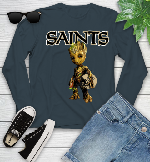 New Orleans Saints NFL Football Groot Marvel Guardians Of The Galaxy Youth Long Sleeve 8