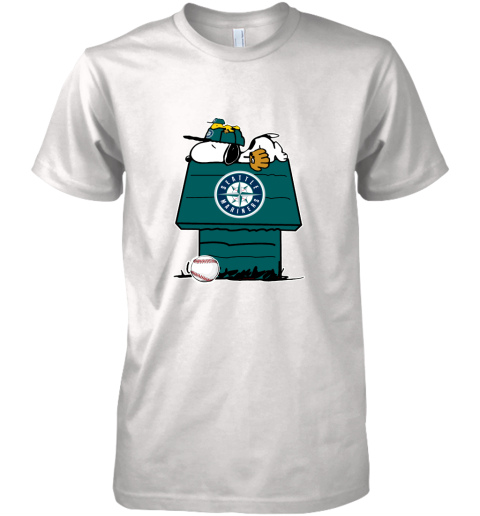 Seattle Marinerssnoopy And Woodstock Resting Together MLB Premium Men's T-Shirt