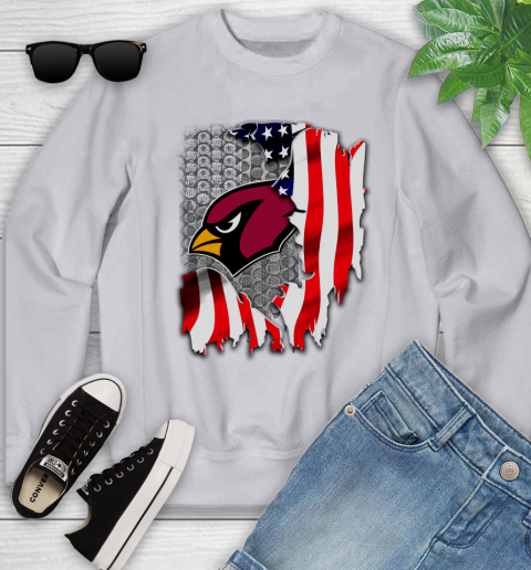 Arizona Cardinals NFL Football American Flag Youth Sweatshirt 3
