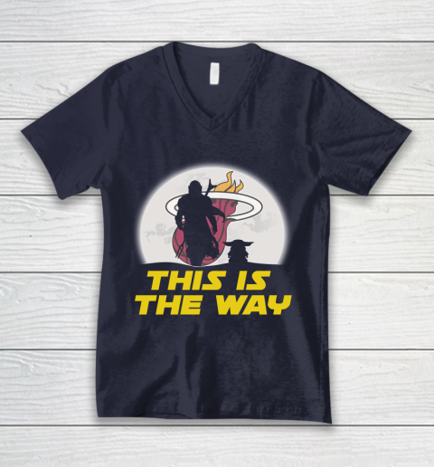 Miami Heat NBA Basketball Star Wars Yoda And Mandalorian This Is The Way V-Neck T-Shirt 2