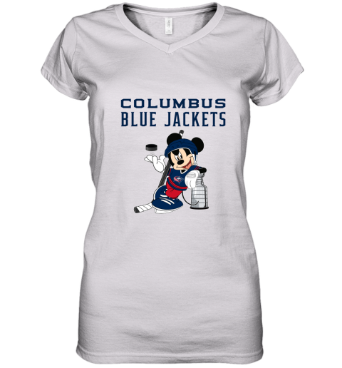 Mickey Columbus Blue Jackets With The Stanley Cup Hockey NHL Women's V-Neck T-Shirt