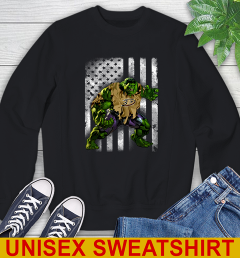 Anaheim Ducks Hulk Marvel Avengers NHL Hockey American Flag Sweatshirt