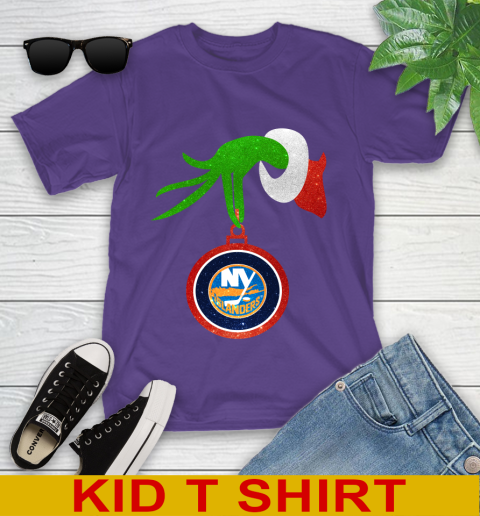 New York Islanders Grinch Merry Christmas NHL Hockey Youth T-Shirt 4