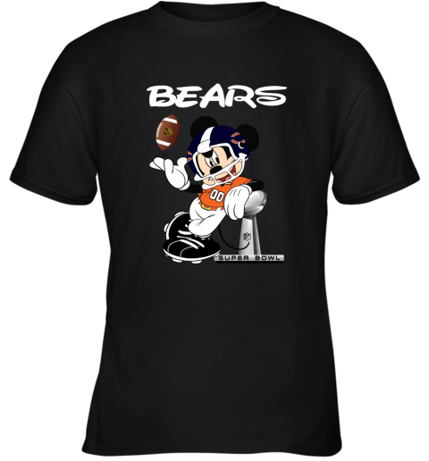Mickey Bears Taking The Super Bowl Trophy Football Youth T-Shirt