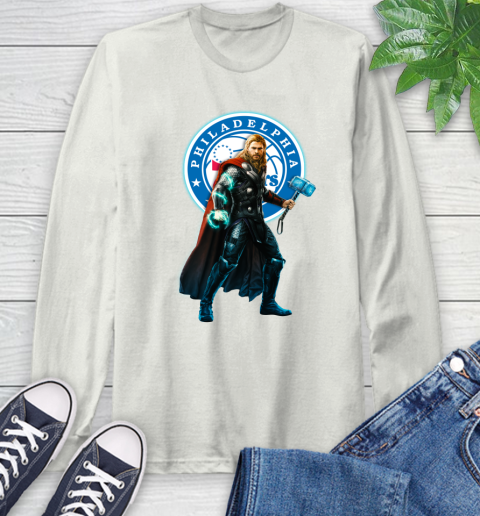 NBA Thor Avengers Endgame Basketball Philadelphia 76ers Long Sleeve T-Shirt 12