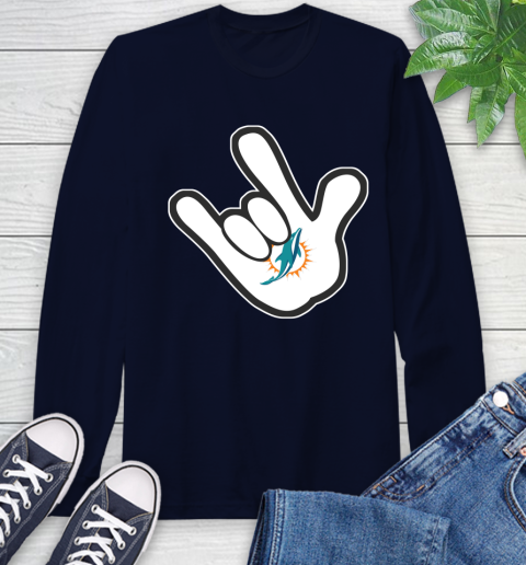 Miami Dolphins NFL Football Mickey Rock Hand Disney Long Sleeve T-Shirt 4