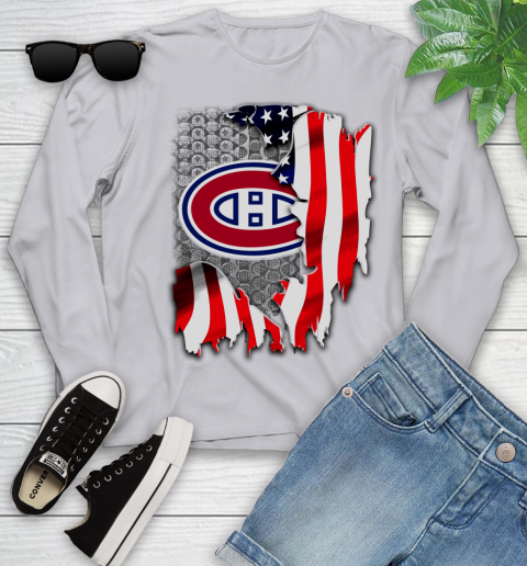 Montreal Canadiens NHL Hockey American Flag Youth Long Sleeve 5