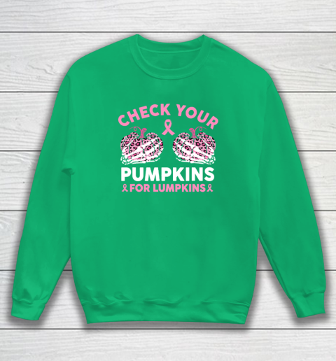Check Your Pumpkins Breast Cancer Awareness Halloween Sweatshirt 4