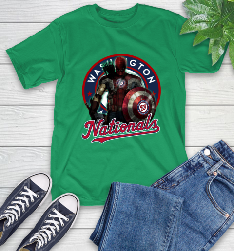 MLB Captain America Thor Spider Man Hawkeye Avengers Endgame Baseball Washington Nationals T-Shirt 7