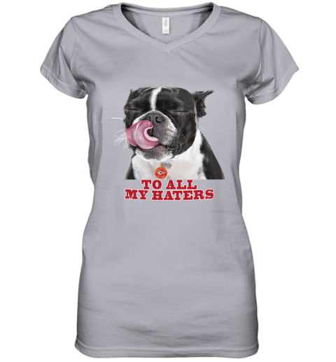 Kansas City Chiefs To All My Haters Dog Licking n1x3 kansas city chiefs to all my haters dog licking women v neck t shirt 39 front sport grey