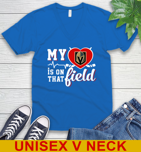 NHL My Heart Is On That Field Hockey Sports Vegas Golden Knights V-Neck T-Shirt 5