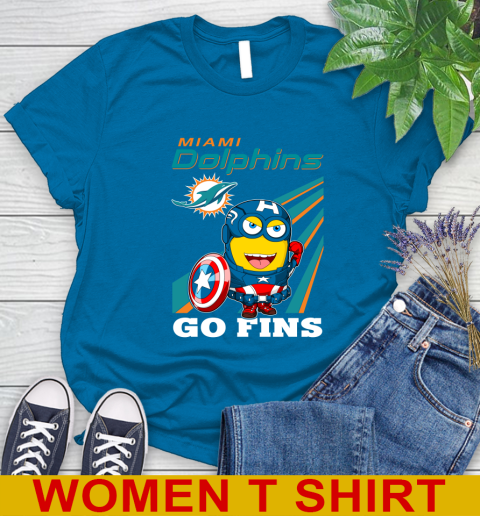 NFL Football Miami Dolphins Captain America Marvel Avengers Minion Shirt Women's T-Shirt 8