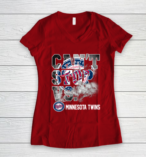 MLB Minnesota Twins Baseball Can't Stop Vs Twins Women's V-Neck T-Shirt 8