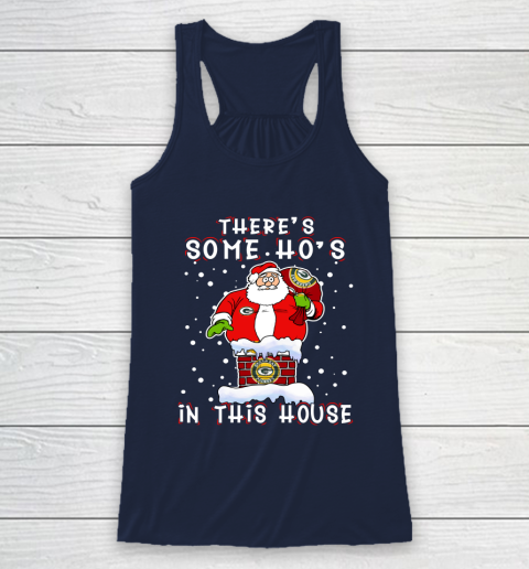 Green Bay Packers Christmas There Is Some Hos In This House Santa Stuck In The Chimney NFL Racerback Tank 8