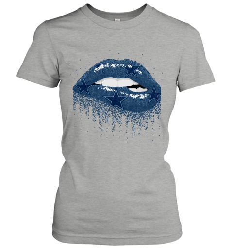 Biting Glossy Lips Sexy Dallas Cowboys NFL Football Women's T-Shirt 