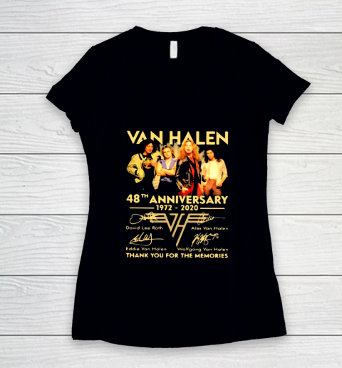 Van Halen 48th Anniversary 1972 2020 thank you for the memories signatures Women's V-Neck T-Shirt