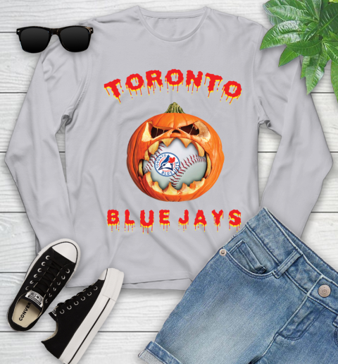 MLB Toronto Blue Jays Halloween Pumpkin Baseball Sports Youth Long Sleeve 5
