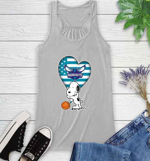 Charlotte Hornets NBA Basketball The Peanuts Movie Adorable Snoopy Racerback Tank