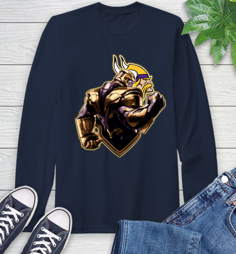 NFL Thanos Avengers Endgame Football Sports Minnesota Vikings Long Sleeve T-Shirt 4