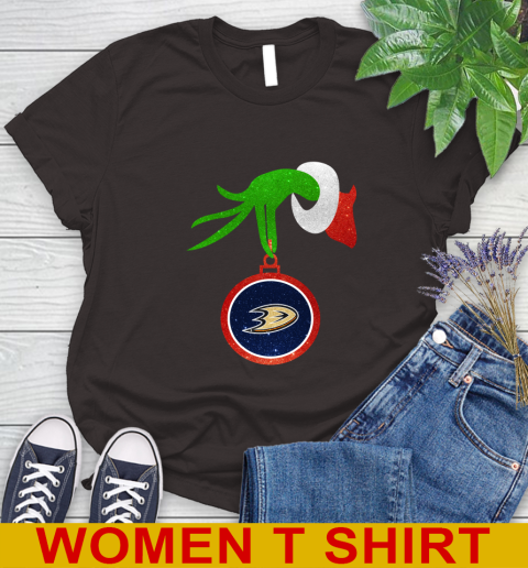 Anaheim Ducks Grinch Merry Christmas NHL Hockey Women's T-Shirt 8