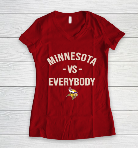 Minnesota Vikings Vs Everybody Women's V-Neck T-Shirt 8