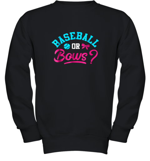 Baseball Or Bows  Baby Gender Reveal Party Youth Sweatshirt