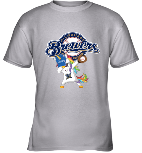 Hip Hop Dabbing Unicorn Flippin Love Milwaukee Brewers Youth T-Shirt