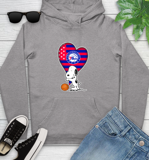 Philadelphia 76ers NBA Basketball The Peanuts Movie Adorable Snoopy Youth Hoodie 6