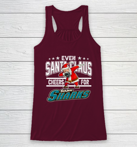 San Jose Sharks Even Santa Claus Cheers For Christmas NHL Racerback Tank 2