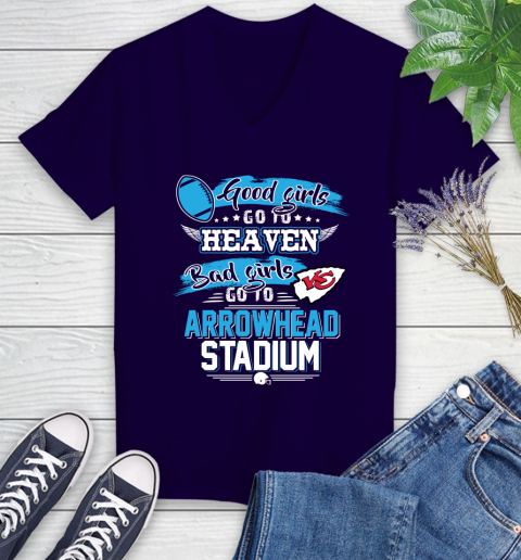 Kansas City Chiefs NFL Bad Girls Go To Arrowhead Stadium Shirt Women's V-Neck T-Shirt 3
