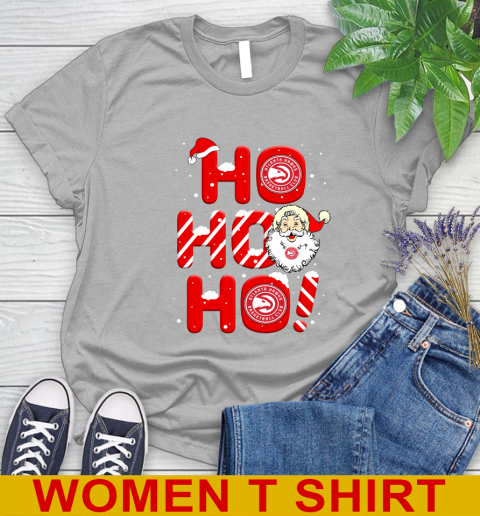 Atlanta Hawks NBA Basketball Ho Ho Ho Santa Claus Merry Christmas Shirt Women's T-Shirt - Image 6