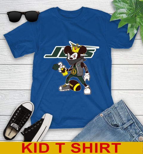 New York Jets NFL Football Mickey Peace Sign Sports Youth T-Shirt 9