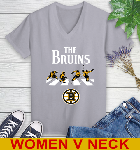 NHL Hockey Boston Bruins The Beatles Rock Band Shirt Women's V-Neck T-Shirt 4